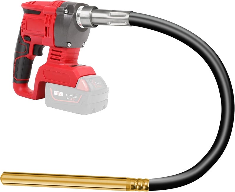 vokoroad Handheld Concrete Vibrating Tool for Milwaukee 20V Max Battery, Construction Insertion 5,000VPM Flexible Portable Cement Vibrator with 3.8FT Shaft Rod, Remove Air Bubble and Mix Concrete(No Battery) - Image 1